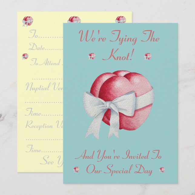 Invitation romantique rouge amour coeur blanc arc mariage (Devant / Derrière)