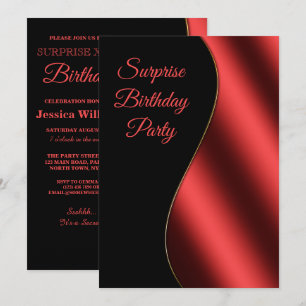 Invitation Romantique Rouge & Black Wave Surprise Anniversair