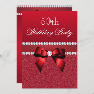 Invitation Romantique Ruby Rouge fête d'anniversaire