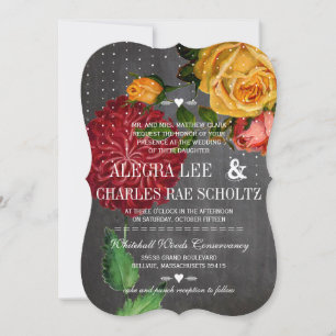 Invitation Romantique Russe Chalkboard Heirloom Roses