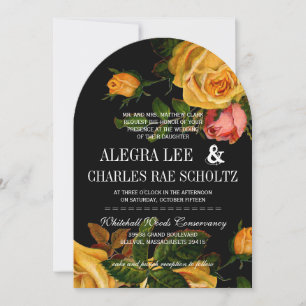 Invitation Romantique Russe Heirloom Roses sur Noir