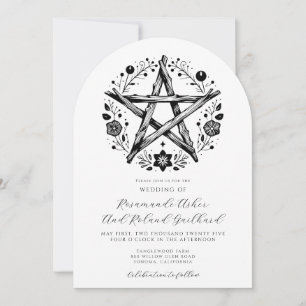 Invitation Romantique Rustic Wood Star Floral Mariage
