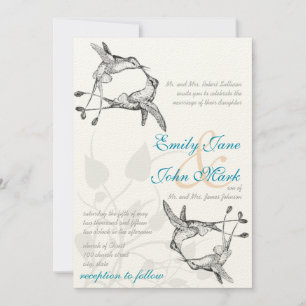 Invitation Romantique rustique Colibri Kiss Amour OiseauMaria
