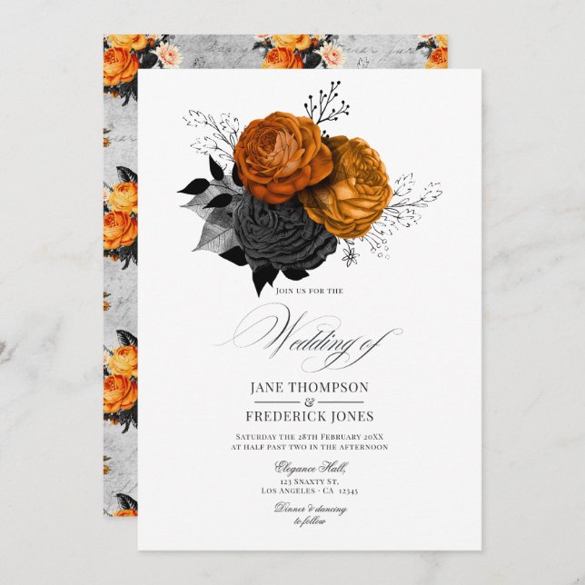 Invitation Romantique Shabby-Chic gothique Floral (Devant / Derrière)