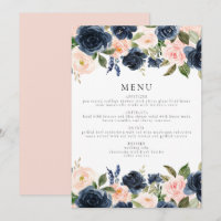 Romantique & sucré Marine Blush Floral Diner Menu
