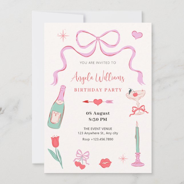 Invitation Romantique sucré valentine pastel anniversaire (Devant)