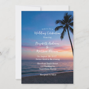 Invitation Romantique Sunset Beach Mariage Célébration