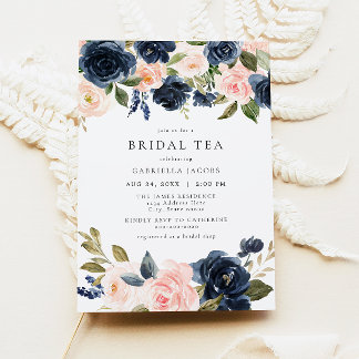 Invitation Romantique & Sweet Navy Blush Floral Bridal Tea