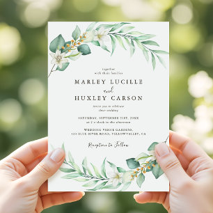 Invitation Romantique verdure Wreath Mariage élégant