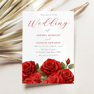 Invitation Romantique Vibrant Roses rouges Mariage