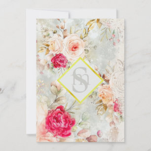 Invitation *~ Romantique Vintage AR26 QR RSVP Mariage floral 