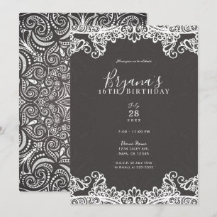 Invitation Romantique Vintage Boho Blanc dentelle Brown Sweet