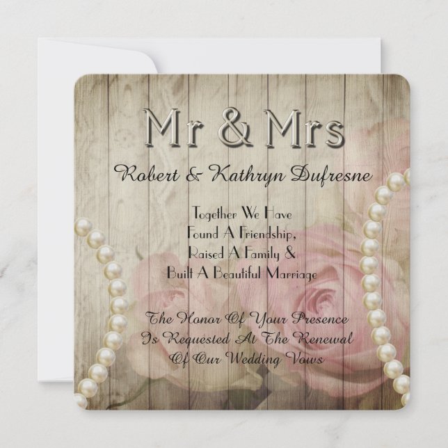 Invitation Romantique & Vintage Mariage Vow Renouveau Invitat (Devant)
