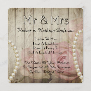 Invitation Romantique & Vintage Mariage Vow Renouveau Invitat