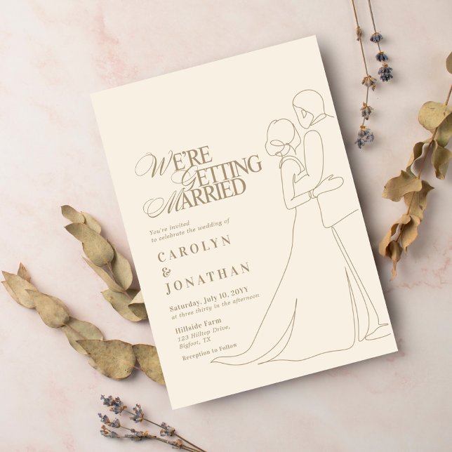 Invitation Romantique Vintage or Monogramme Danse Mariage (Créateur téléchargé)