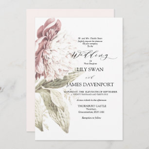 Invitation Romantique Vintage Peony Mariage