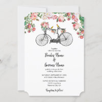 Romantique Vintage Vélo Fleurs & Oiseaux Mariage