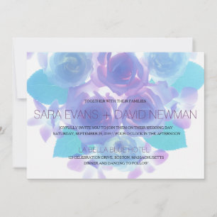 Invitation Romantique violet Aqua Blue Floral Mariage