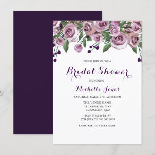 Invitation Romantique violet Rose nuptiale de douche Invitati