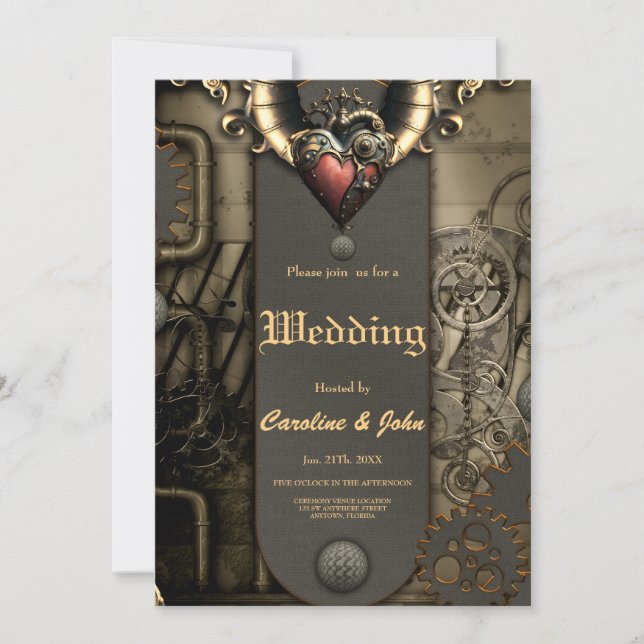 Invitation Romantisme dans les roues et les tubes l'âme steam (Devant)