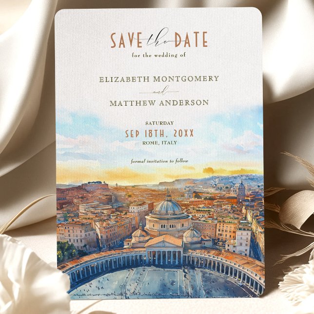 Invitation Rome Italie Sauvez la date Basilique Saint-Pierre (Créateur téléchargé)