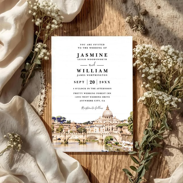 Invitation ROME Italy Skyline Destination QR Code Wedding (Créateur téléchargé)
