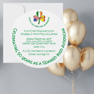 Invitation Rond personnalisé trèfle drapeau espagnol irlandai
