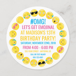 Anniversaire Emoji Invitations Faire Part Cartes Zazzle
