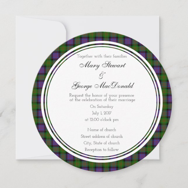 Invitation ronde du Mariage écossais MacDonald (Devant)