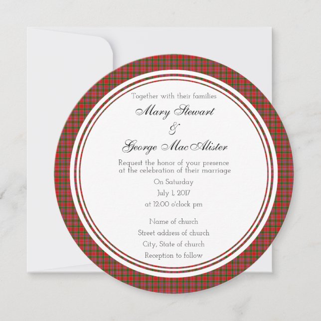 Invitation ronde Mariage écossaise MacAlister (Devant)