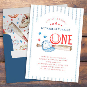 Invitation Rookie 1er Anniversaire Party Baseball