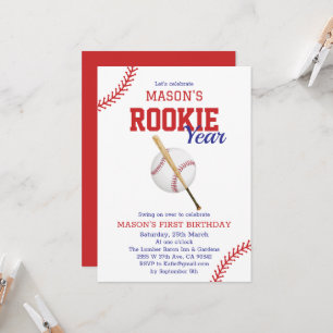 Invitation Rookie Année Baseball 1er Anniversaire