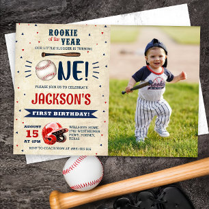 Invitation Rookie Baseball 1er Anniversaire Batterie photo