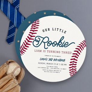 Invitation Rookie Baseball Boy Birthday Circle