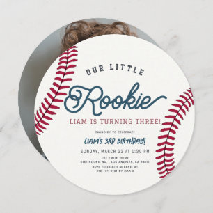 Invitation Rookie Baseball Boy Birthday Photo Circle