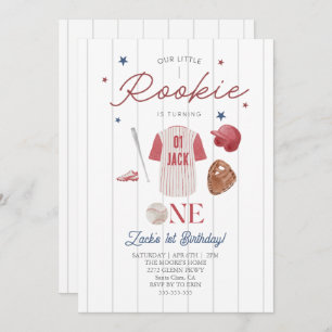Invitation Rookie Baseball Nom personnalisé Garçons 1er anniv