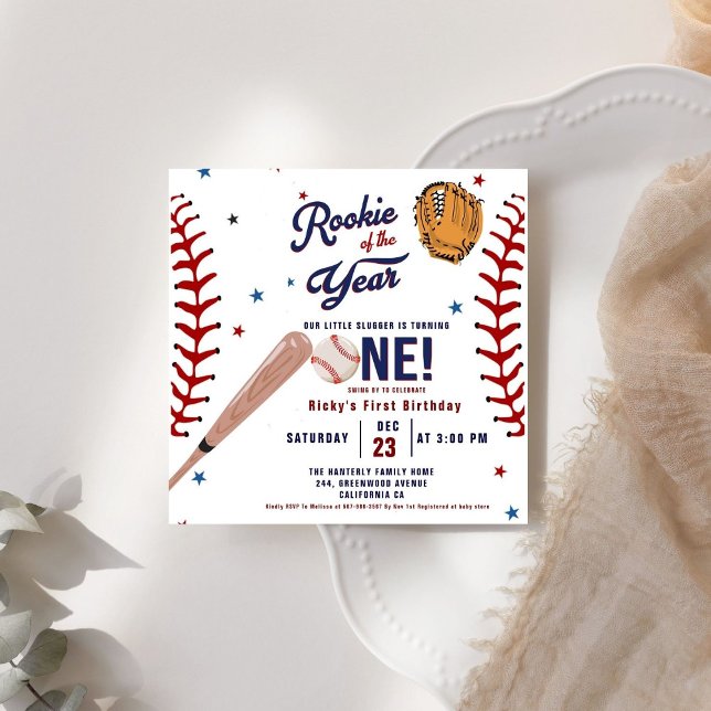 Invitation Rookie de baseball de l'année Baseball 1er anniver (Créateur téléchargé)