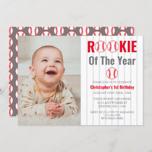 Invitation Rookie De L'Année Baseball 1er Anniversaire
