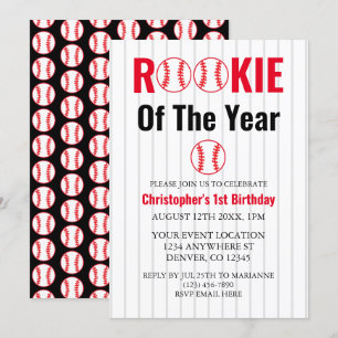 Invitation Rookie De L'Année Baseball 1er Anniversaire