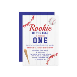 Invitation Rookie De L'Année Baseball 1er Anniversaire