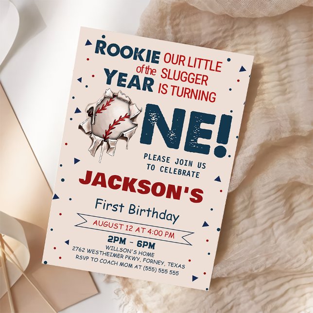 Invitation Rookie de l'année Baseball 1er anniversaire (Créateur téléchargé)