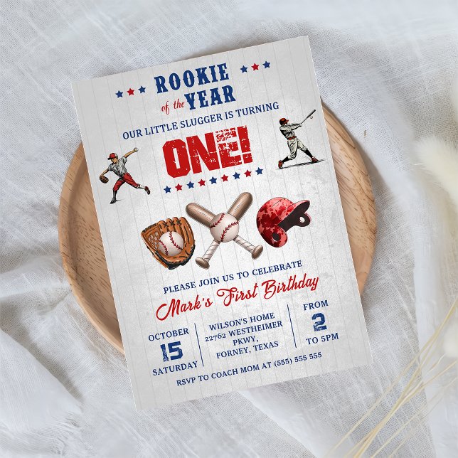 Invitation Rookie de l'année Baseball 1er anniversaire (Créateur téléchargé)