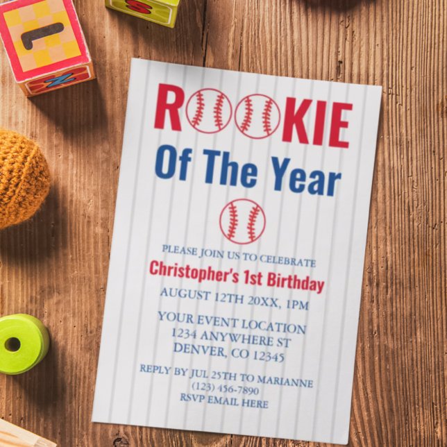 Invitation Rookie De L'Année Baseball 1er Anniversaire (Créateur téléchargé)