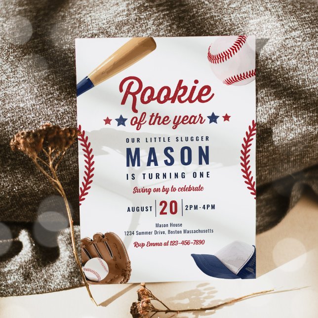 Invitation Rookie De L'Année Baseball 1er Anniversaire (Créateur téléchargé)