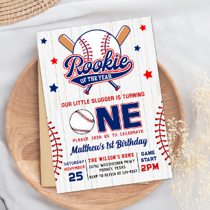 Invitation Rookie de l'année Baseball 1er anniversaire
