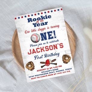 Invitation Rookie de l'année Baseball 1er Anniversaire Batter