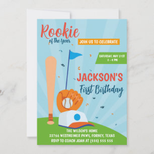 Invitation Rookie de l'année Baseball 1er anniversaire fête