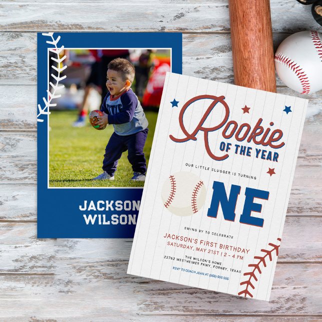 Invitation Rookie de l'année Baseball 1er anniversaire fête (Créateur téléchargé)