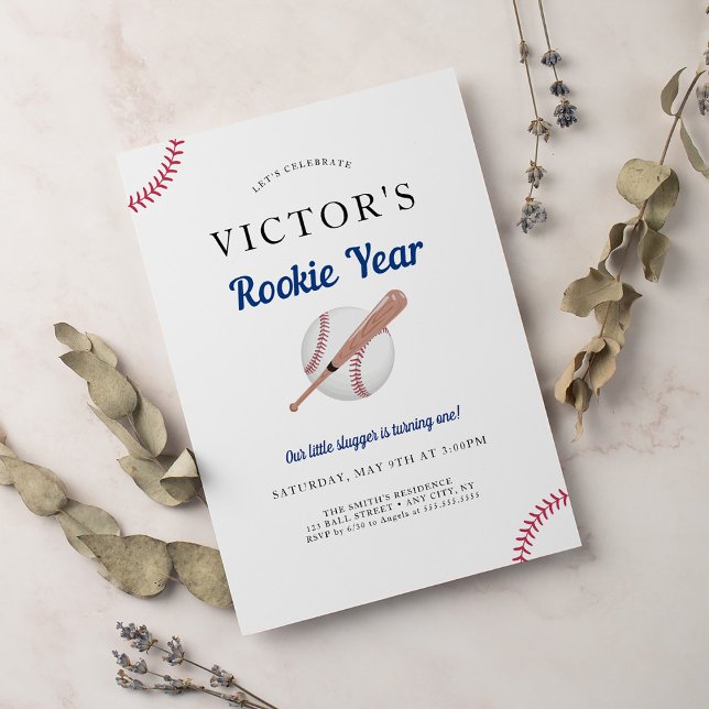 Invitation Rookie de l'année Baseball 1er anniversaire fête (Créateur téléchargé)