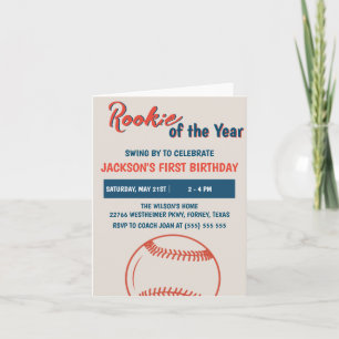 Invitation Rookie de l'année Baseball fête d'anniversaire